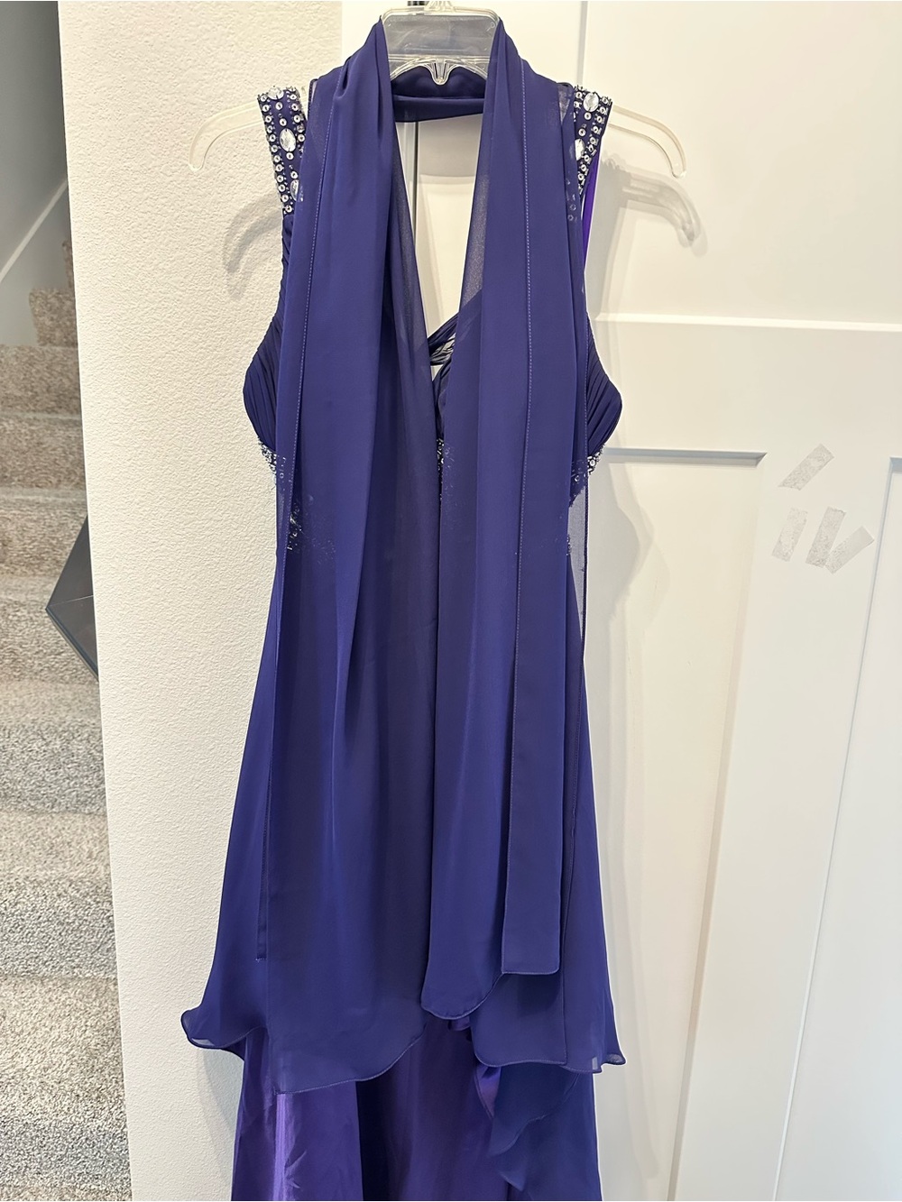 Fiesta Purple High-Low Formal Prom Event Dress with Beaded Waist size M - Picture 4 of 16